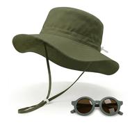 Gorro Bebé Verano con Gafas de Sol Set, Sombrero Bebé Protección UV UPF 50+ Gorra Niño Niña, Gorrito Playa Transpirable, 3 Tallas Disponibles para 6 Meses - 8 Años (FR/ES, Letras, XS, Verde)
