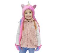 Gorro Bufanda con Capucha Lindo y Adorable para Niños y Niñas, Gorro de Invierno de Felpa Cálido para Niños con Guantes Manoplas 3 en 1, Regalos Sorpresa de Cumpleaños, 3-10 Years