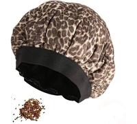 Gorro calor cabello acondicionamiento profundo inalámbrico,cuidado cabello con microondas para la terapia,tratamiento térmico para el cabello con retención interior de linaza,leopardo