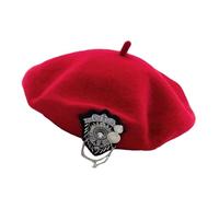 Gorro ceremonial con mezcla de lana, cómodo sombrero abovedado para espectáculo oficial de ceremonia y accesorio de uniforme profesional, sombrero redondo para mujer, rosso, Talla única