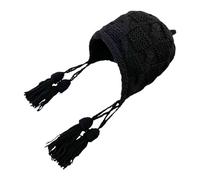 Gorro con borlas de punto trenzado para actividades al aire libre | Gorro acanalado transpirable con borlas, cómodo para actividades al aire libre, adultos, uso diario
