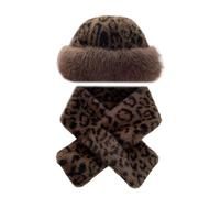 Gorro con diseño de animales, polaina para el cuello, cómodo y cálido, de felpa, grueso, para aventuras al aire libre, conjunto de bufanda de felpa unisex para adultos, Bufanda marrón 852, Talla única