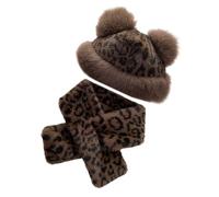 Gorro con diseño de animales, polaina para el cuello, cómodo y cálido, de felpa, grueso, para aventuras al aire libre, conjunto de bufanda de felpa unisex para adultos, B, Talla única