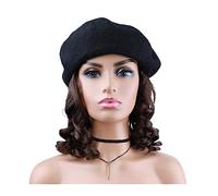 Gorro con Extensiones de Cabello para Mujer Extensión de pelo corto sintético Onda natural Sombrero rizado Pelucas Gorro de punto Moda Sombrero cálido Peluca de fiesta diaria Peluca de Sombrero para M