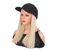 Gorro con Extensiones de Cabello para Mujer Gorra de béisbol sintética con extensiones de cabello Peluca de sombrero rubia recta ajustable for mujer Color marrón negro Peluca de Sombrero para Mujer(Co
