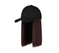 Gorro con Extensiones de Cabello para Mujer Gorra de béisbol sintética Peluca Peluca corta Sombrero negro Pelucas Gorra con cabello Bob Gorra de béisbol ajustable Peluca de Sombrero para Mujer(Color:3