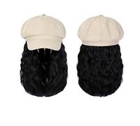 Gorro con Extensiones de Cabello para Mujer Gorra Sombrero Peluca 10 pulgadas Ondulado Rizado Pelucas sintéticas Sombrero de béisbol natural Pelucas Sombrero Adjunto Extensiones de cabello sintético P
