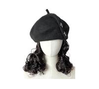 Gorro con Extensiones de Cabello para Mujer Gorro de peluca for mujer, gorro de peluca marrón y negro, gorro de peluca ondulado, peluca de fibra sintética resistente al calor de aspecto natural, adecu