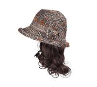 Gorro con Extensiones de Cabello para Mujer Gorro de peluca ondulado, peluca de mujer, gorro de peluca marrón y negro, peluca de fibra sintética resistente al calor de aspecto natural, adecuado for us