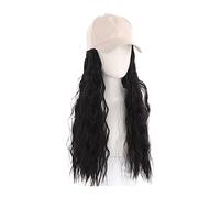 Gorro con Extensiones de Cabello para Mujer La extensión del pelo del sombrero de la peluca sintética rizada ondulada larga de las señoras ajusta el tamaño de la peluca del sombrero Gorra con Peluca (