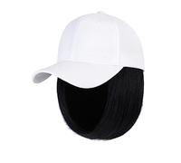Gorro con Extensiones de Cabello para Mujer Peluca de béisbol ondulada corta Peluca de Bob sintético Sombrero blanco / negro Pelucas Gorra con cabello Conexión natural Gorra de béisbol ajustable Peluc