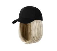 Gorro con Extensiones de Cabello para Mujer Peluca de béisbol ondulada corta Peluca de Bob sintético Sombrero blanco/negro Pelucas Gorra con cabello Conexión natural Gorra de béisbol ajustable Peluc