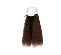 Gorro con Extensiones de Cabello para Mujer Peluca de gorra de béisbol, peluca larga y recta con sombrero negro/blanco for mujer, pelucas de pelo sintético, peluca de sombrero ajustable de conexión na