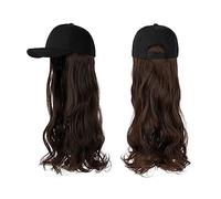 Gorro con Extensiones de Cabello para Mujer Peluca sintética ondulada larga Gorra de béisbol con extensiones de cabello Sombrero Pelucas Peluca de conexión natural ajustable for mujeres Peluca de Somb