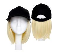 Gorro con Extensiones de Cabello para Mujer Pelucas de pelo ondulado Natural sintético, gorra de béisbol recta, peluca Bob, sombrero ajustable rizado, gorra de peluca con pelo Peluca de Sombrero para