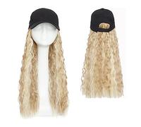 Gorro con Extensiones de Cabello para Mujer Pelucas de pelo ondulado Natural sintético, gorra de béisbol recta, peluca Bob, sombrero ajustable rizado, gorra de peluca con pelo Peluca de Sombrero para