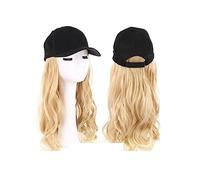 Gorro con Extensiones de Cabello para Mujer Pelucas onduladas sintéticas con sombrero Gorra de béisbol Conexión Extensiones de cabello for mujeres Sombrero ajustable Peluca Peluca de Sombrero para Muj