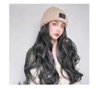Gorro con Extensiones de Cabello para Mujer Sombrero de punto for peluca, sombrero de peluca rizado ondulado, sombrero de peluca realista natural, sombrero de peluca de pelo largo for mujer, adecuado
