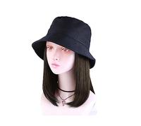 Gorro con Extensiones de Cabello para Mujer Sombrero Sintético Con Gorro for El Cabello Moda Corto Recto Otoño Sombrero Pelucas for Mujeres Clip En Extensiones De Cabello Peluca de Sombrero para Mujer