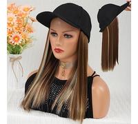 Gorro con Extensiones de Cabello para Mujer Sombrero sintético largo ondulado, peluca, gorra de béisbol con extensiones de cabello, sombrero, peluca, hueso, Rubio claro, peluca de conexión ajustable f