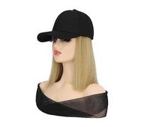 Gorro con Extensiones de Cabello para Mujer Sombreros de pescador negros/marrones for mujer, peluca con gorro de pelo liso, gorra de béisbol sintética, pelucas de pelo ajustables for niña Peluca de So