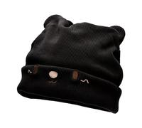 Gorro con Orejas de Gato, Gorro de Ganchillo Y2k Negro, Gorro de Punto elástico para Invierno y otoño, Gorros y Gorros cálidos para Mujer, para niñas, señoras, Adultos, para Cada Temporada