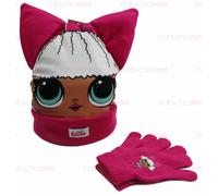 Gorro con Orejas + Guantes LOL Rosa Regabilia