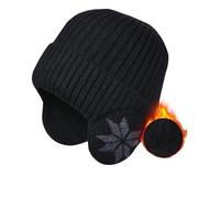 Gorro Con Orejeras Mujer Gorro de punto invierno con orejeras, gorros moda for hombres y mujeres, gorro for mantener el calor al aire libre, unisex(Black)