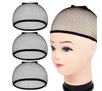 Gorro Con Peluca Mujer 3/5/8/10/20 piezas, la mejor oferta, redecillas elásticas for el cabello, for tejer pelucas negras, gorros geniales for cosplay(3pcs-black cap)
