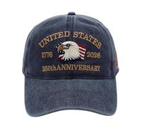 Gorro de 250º Aniversario para Béisbol,Accesorio Envejecido para Celebración del 250 Aniversario - Gorro Recuerdo Patriótico | para Viajes, Vacaciones, Oficina, Ir a Diario al Trabajo, Acampar,