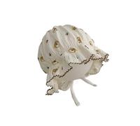 Gorro de algodón con orejeras de encaje para bebé, diseño de princesa, protección solar, tigre blanco leche, Talla única