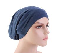 Gorro de algodón para dormir para mujer, diadema elástica con forro sedoso interior, ideal para cabello largo y rizado, sin encrespamiento, cómodo para uso nocturno continuo