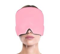 Gorro de alivio de migraña, compresas frías y calientes que facilitan la cabeza, máscara de gel envolvente reutilizable de una sola cara, color rosa