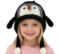Gorro de animal, disfraz de pingüino, gorro de invierno, orejeras, para niñas, niños, vacaciones, camping, adorable, cálido, suave, cómodo, resistente, divertido calentador al aire libre