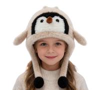 Gorro de animal, disfraz de pingüino, gorro de invierno, orejeras, para niñas, niños, vacaciones, camping, adorable, cálido, suave, cómodo, resistente, divertido calentador al aire libre