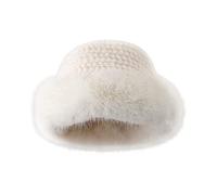 Gorro de aviador para niños, sombrero de invierno de verano esponjoso, gorros de imitación de felpa, sombrero de pesca, sombreros de cubo para mujer, 2024, protección cálida para las orejas (a-blanco,