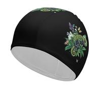 Gorro de baño con diseño de camaleón para Fumar Marihuana, elástico, para Hombre y Mujer, Apto para Cabello Largo y Rizado. Accesorios de baño.
