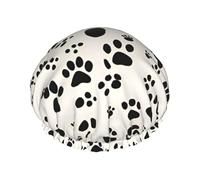 Gorro de baño con estampado de huesos, huellas de huesos, para cabello largo y corto, lavable, banda elástica para cabello largo, trenzado