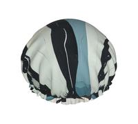 Gorro de baño con estampado de pingüino para mujer, reutilizable, doble capa impermeable, gorro de ducha para mujeres y mujeres