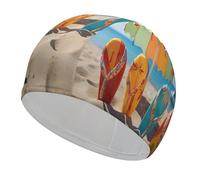 Gorro de baño con Forma de Pelota de Playa y Chanclas de Colores, de Alta Elasticidad, Apto para Cabello Largo y Corto, cómodo y Grande, para Reducir la fricción y Proteger el Cabello.