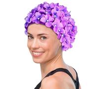 Gorro de baño de Flores con Forma de pétalo de Flor, Gorro de baño de Flores Retro para Mujer, Pelo Largo y Corto