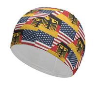 Gorro de baño Divertido con Bandera de Estados Unidos y Alemania para Adultos, de Alta Elasticidad, para Cabello Largo y Corto.