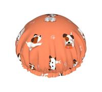 Gorro de baño estampado de perro con huesos grandes, protector de pelo de doble capa, funda elástica para el pelo para lavar la cara, 27 cm