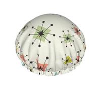 Gorro de baño grande con estampado de estrellas atómicas, apto para todas las longitudes de cabello, protege el cabello, gorro de baño reutilizable