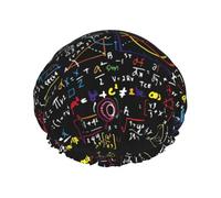 Gorro de baño impreso con fórmula matemática, protector de pelo de doble capa, cubierta elástica para el cabello para lavar la cara, 27 cm