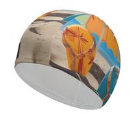 Gorro de baño para Mujer y Hombre, Gorro de baño elástico, Chanclas Coloridas, Gorro de Playa, Gorro de natación para Cabello Largo y Corto.