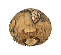 Gorro de baño reutilizable con diseño de mapa del mundo manchado, cubierta de doble capa para cabello largo y grueso, casco de 10.6 pulgadas
