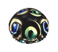 Gorro de baño reutilizable con estampado de muchos ojos malvados, cubierta de doble capa para cabello largo y grueso, casco de 10.6 pulgadas