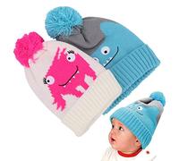Gorro de Bebé, Gorro de Punto, Lavable, Cálido, Cómodo, Flexible, Acogedor para Bebés Al Aire Libre, Bebés de Invierno(Azul + blanco)