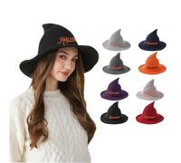 Gorro de Bruja Personalizado con Bordado de Letras - Sombrero de Bruja con Nombre - Decoración de Halloween y Fiesta - Accesorio para Disfraces Ideal para Decorar y Celebrar Fiestas - 8 Colores